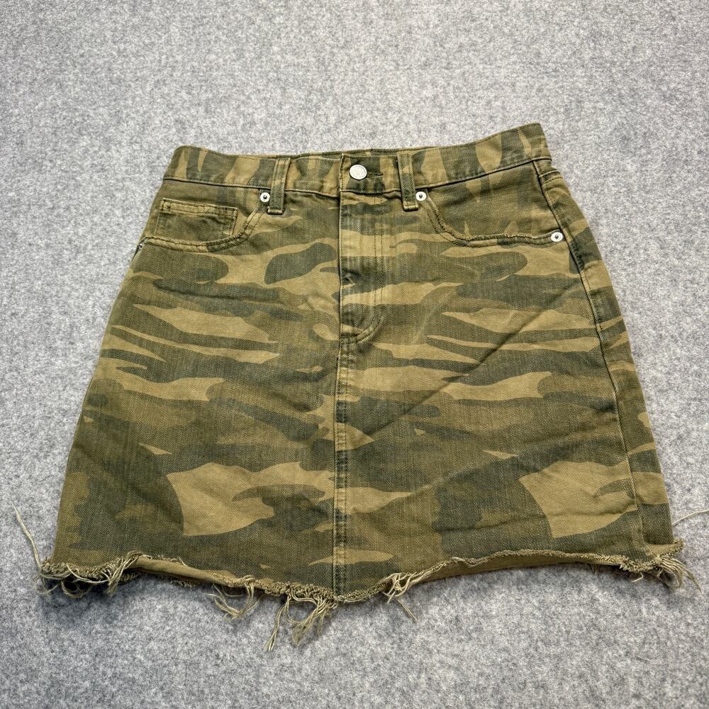 Women's Lucky Brand Camouflage Raw Hem Mini‎ Skirt Size 2 Size 26